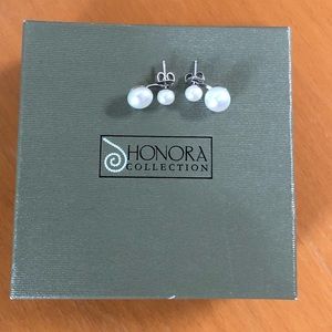 Honora double Pearl jacket earrings